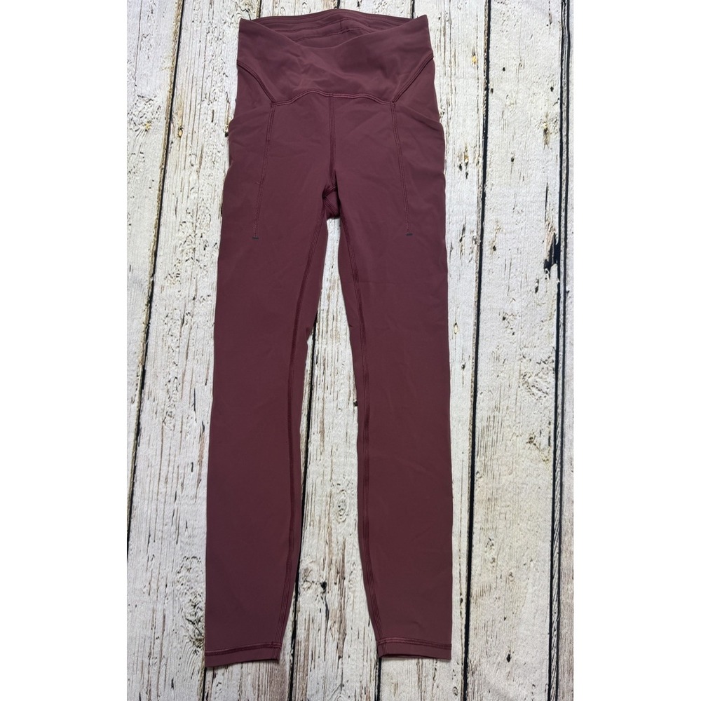 Lululemon Women's Size 2 Power Thru High-Rise Tight 25" Date Brown Dark Pink